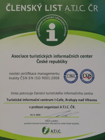 infocentrum iCafé Kralupy nad Vltavou - certifikát 2